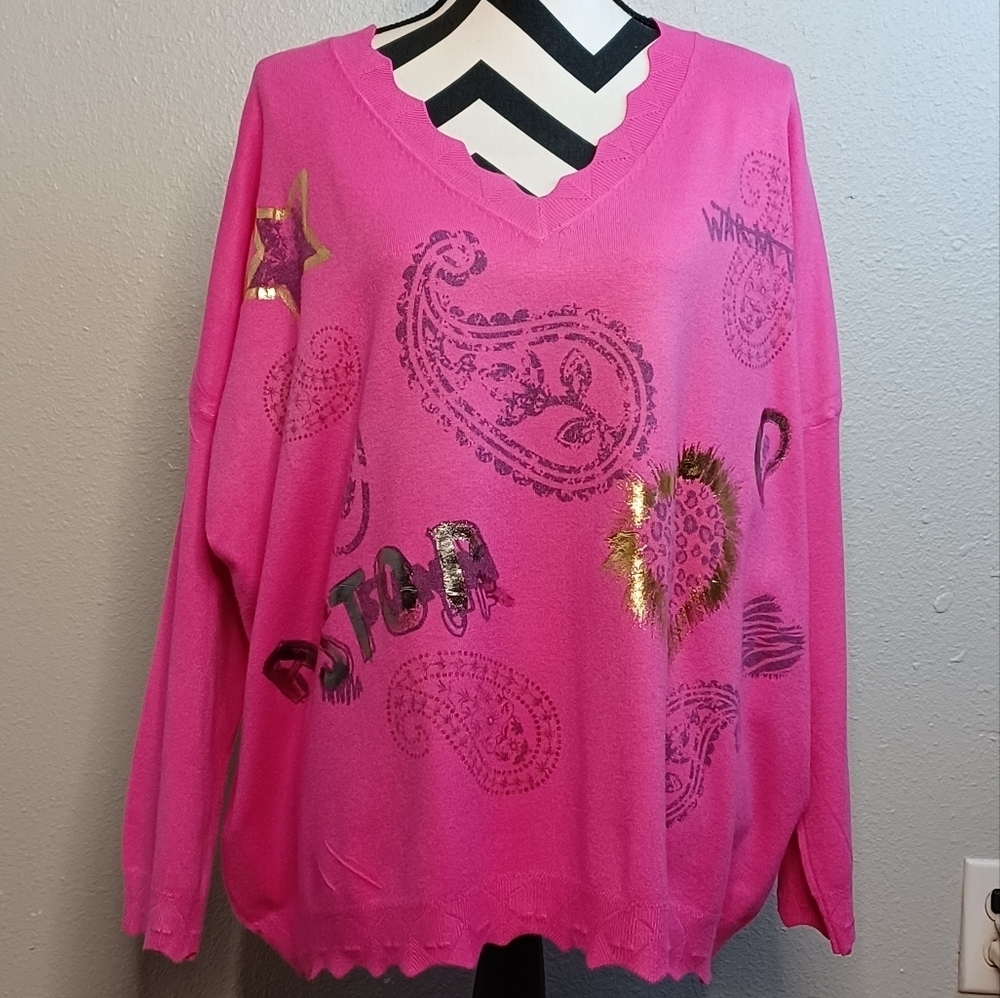 New Collection Boho Loose Fit V-Neck Jumper Sweater - Picture 3 of 12